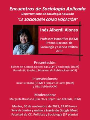 “La sociología como vocación” con  Inés Alberdi Alonso. Disponible en nuestro canal del YouTube